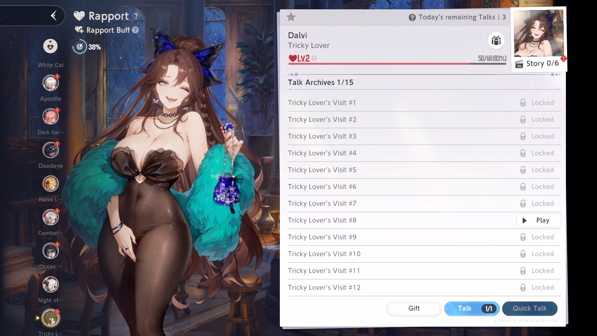 Costume Progression Screen
