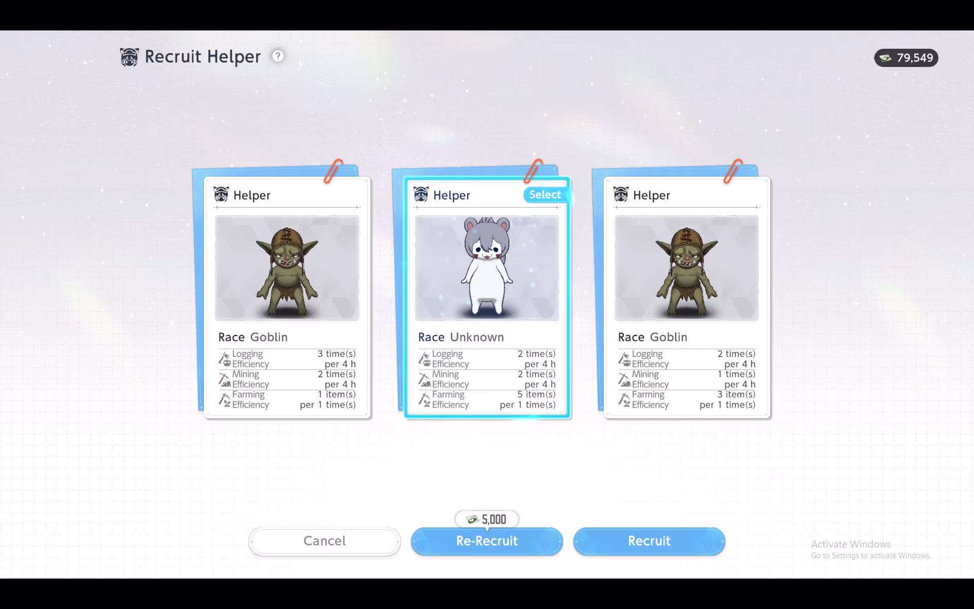 Helper Recruitment Menu